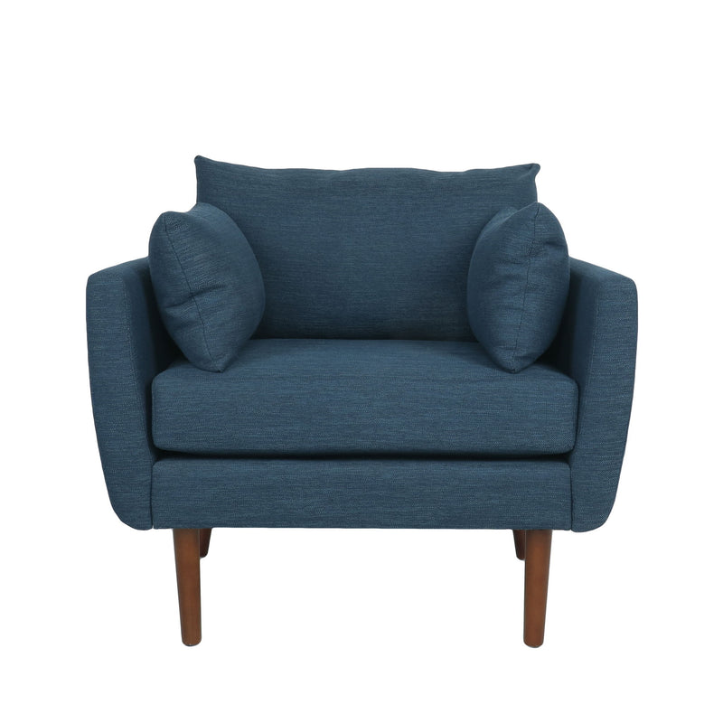 Luminate - Upholstered Fabric Club Chair With Tapered Legs And 2 Accent Pillows - Navy Blue