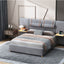 Upholstered Platform Bed, 2 Outlets And USB Charging Ports On Both Sides, 2 Bedside Pillows, Storage Shelves