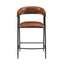 Counter Stools (Set of 2), Upholstered Counter Stools With Iron Frame, Backrest, Footrest, Arm Counter Stools For Home Bar, Kitchen Counter - Brown