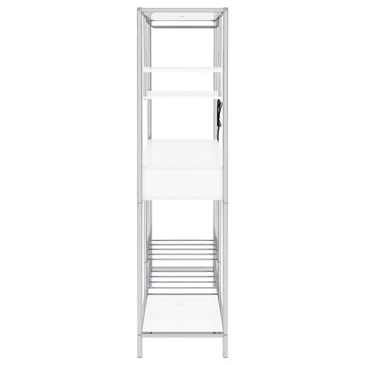 Draper - 5 Shelf LED Wine Cabinet With Pull Out Drawer - Gloss White