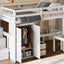 Loft Bed With Stairs, Bookshelf, Drawers, Desk & Wardrobe, Space Saving Multifunctional Furniture