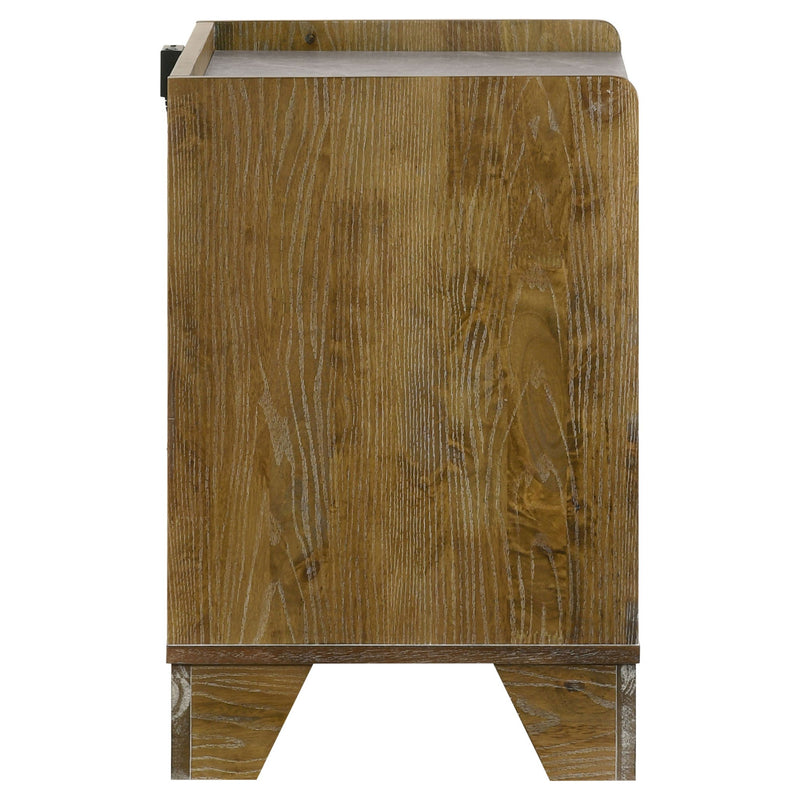 Packard - 1 Drawer Nightstand With LED Lighting And USB Charging - Oak