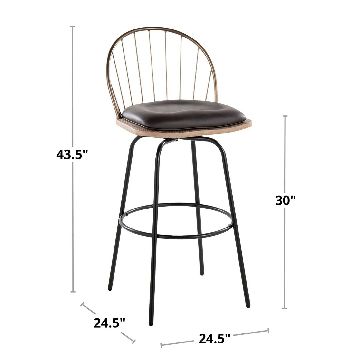 Riley - Claire Farmhouse Fixed Height Barstool With Swivel With Round Footrest (Set of 2)
