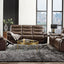 Aashi - Leather Gel Match 3 Piece Recliner Living Room Set - Brown