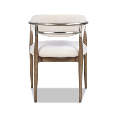 Artemis - Mixed Material Upholstered Dining Arm Chair - Warm White