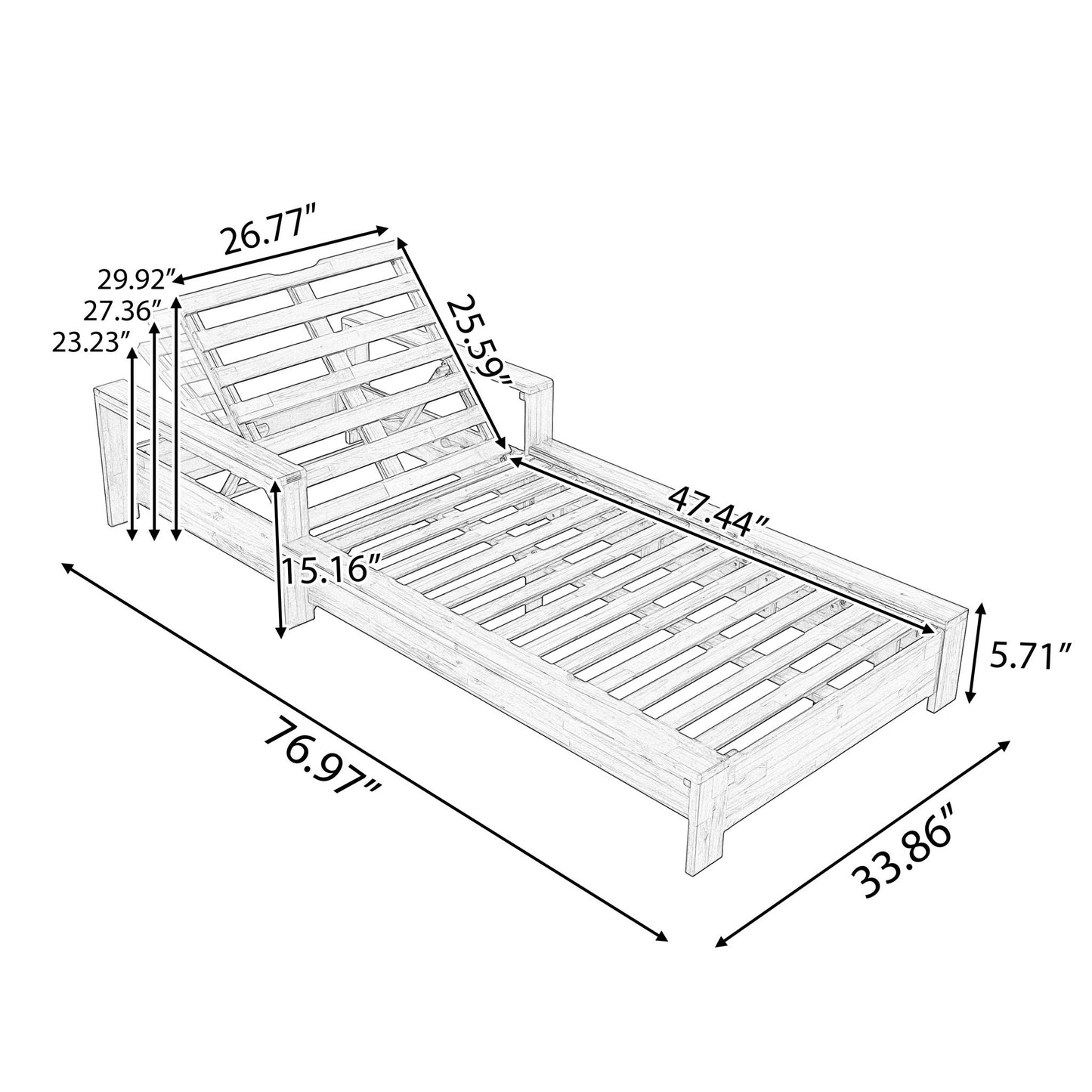 Chaise Lounge Set With 4 Fold Cushion And Built In Headrest, 3 Position Adjustable, For Patio Pool - Cream / Teak