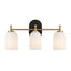 Meadows - 3 Lights Vanity Brush Bathroom Wall Light For Bathroom Over Mirror - Black / Gold / White