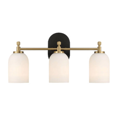 Meadows - 3 Lights Vanity Brush Bathroom Wall Light For Bathroom Over Mirror - Black / Gold / White