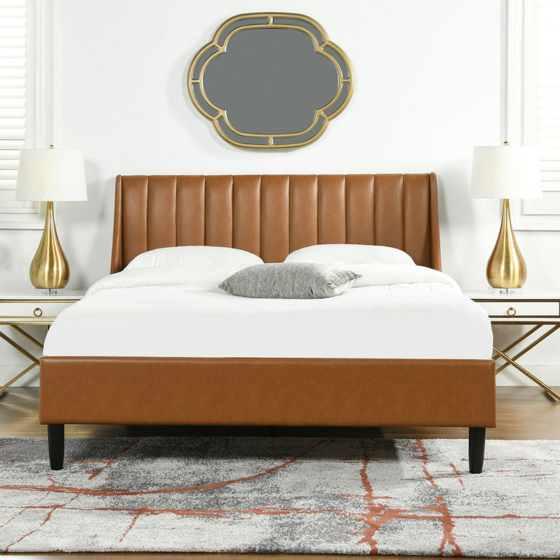 Aspen - Juego de cama de plataforma moderno con cabecero capitoné vertical