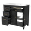 Modern Bathroom Vanity With Ceramic Sink, Freestanding, One Tip Out Drawer, 3 Side Drawers, Adjustable Shelf