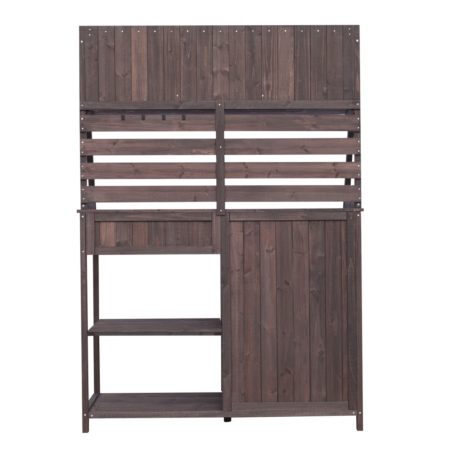 Potting Bench With 5 Drawer Storage And Slatted Back Panel, Garden Workstation - Brown