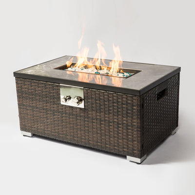 Outdoor Propane Fire Pit Table - Brown