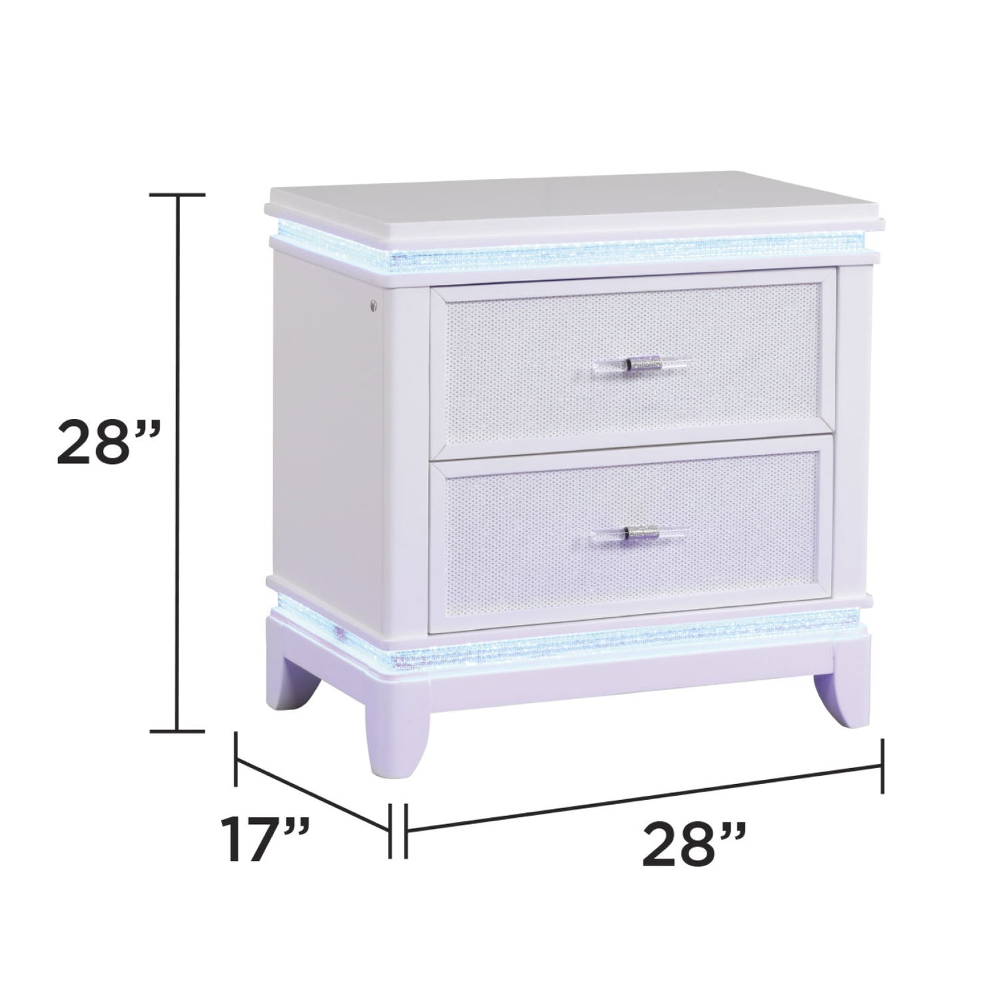 Opium - 2 Drawer Nightstand With LED Lights - White
