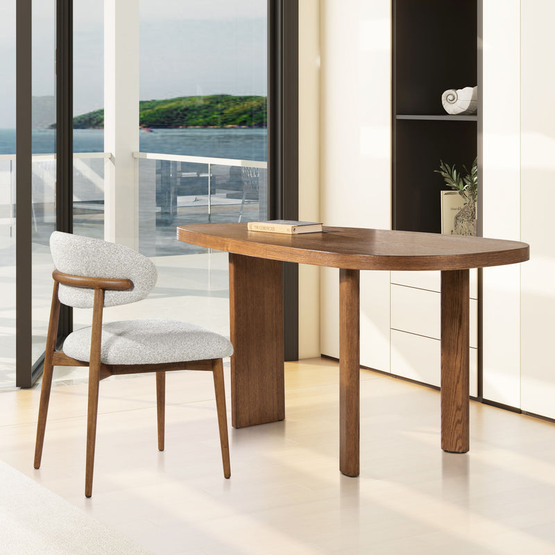 Locke - Silla de comedor tapizada moderna con estructura - Gris