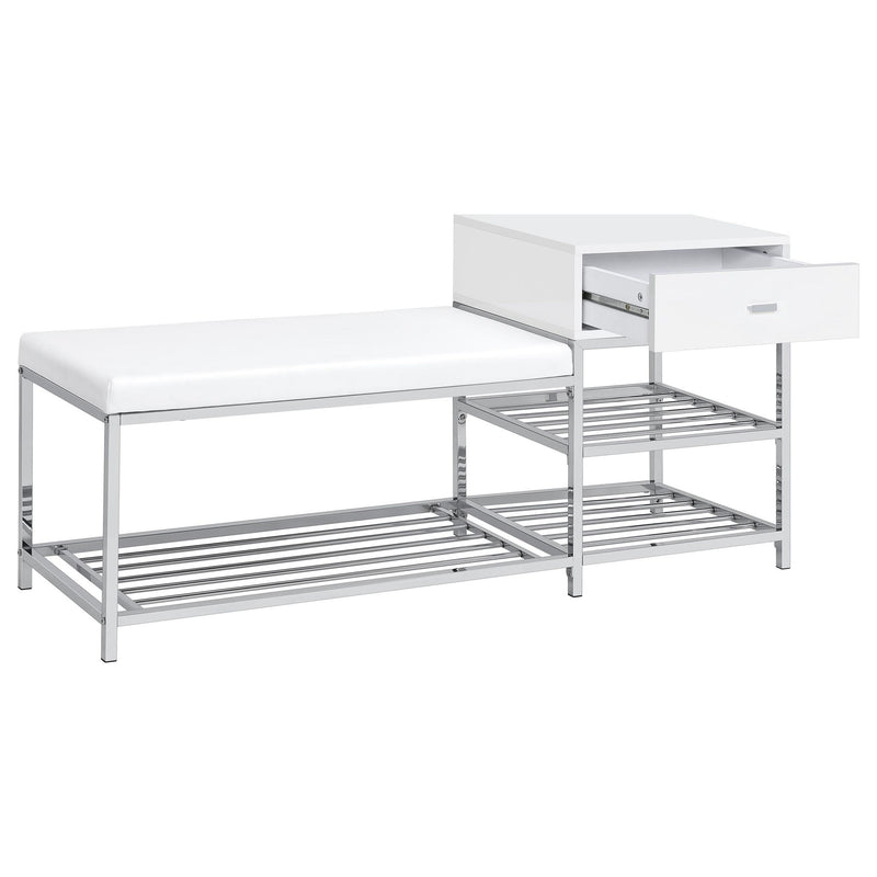 Yesler - 1 Drawer Storage Bench - Glossy White