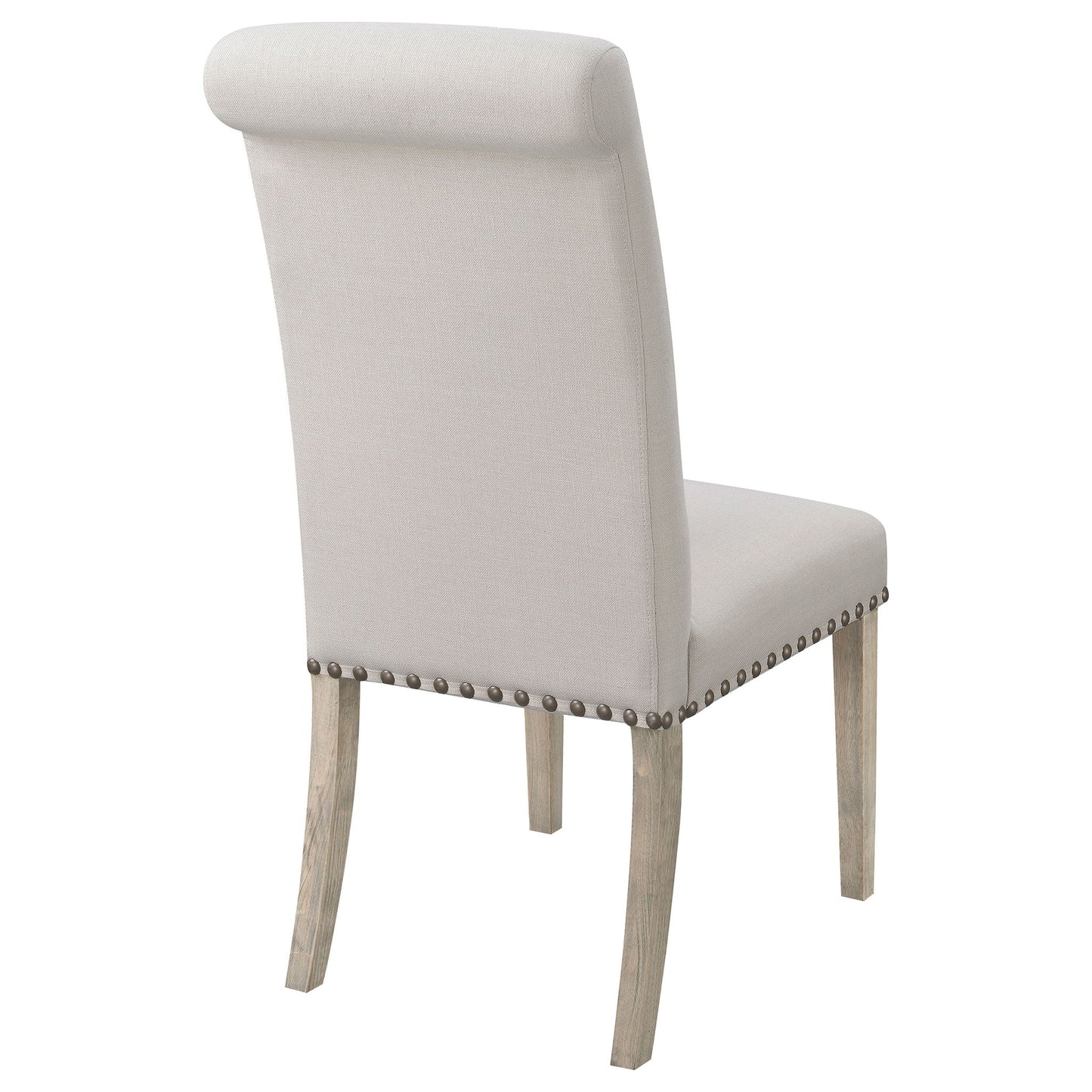 Upholstered Dining Chair With Rolled Edge Seat Back (Set of 2) - Beige