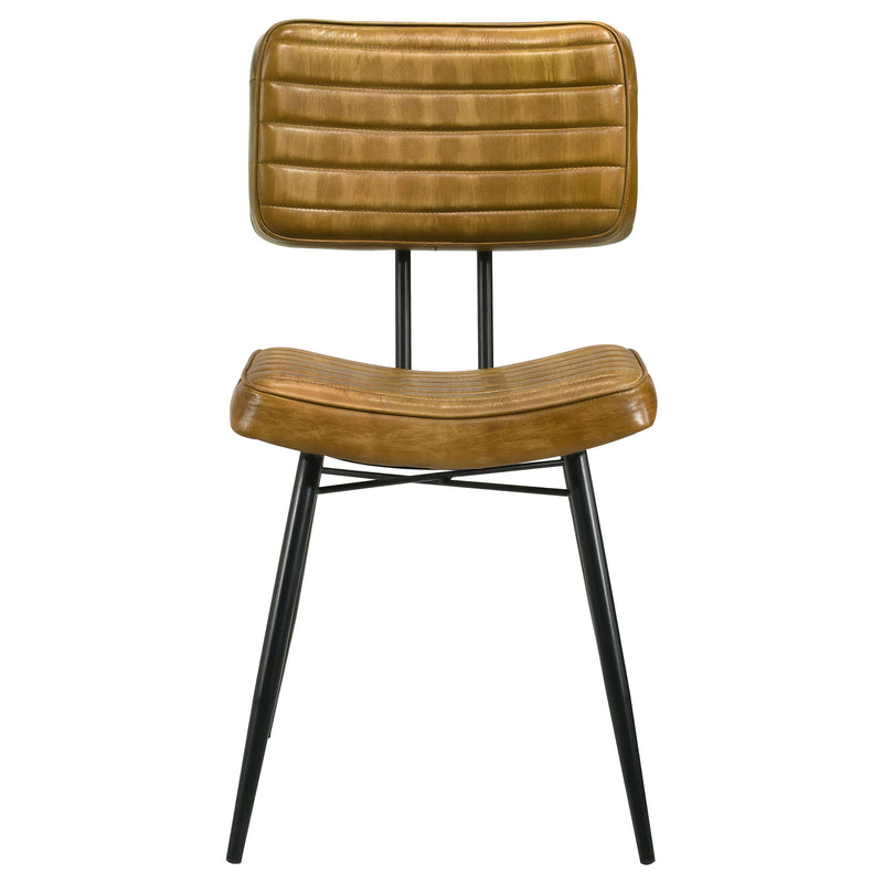 Tufted Side Chairs Upholstery And Tapered Legs (Set of 2) - Camel