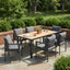 7 Piece Outdoor Dining Set With Table And 6 Chairs - Black / Gray / Teak