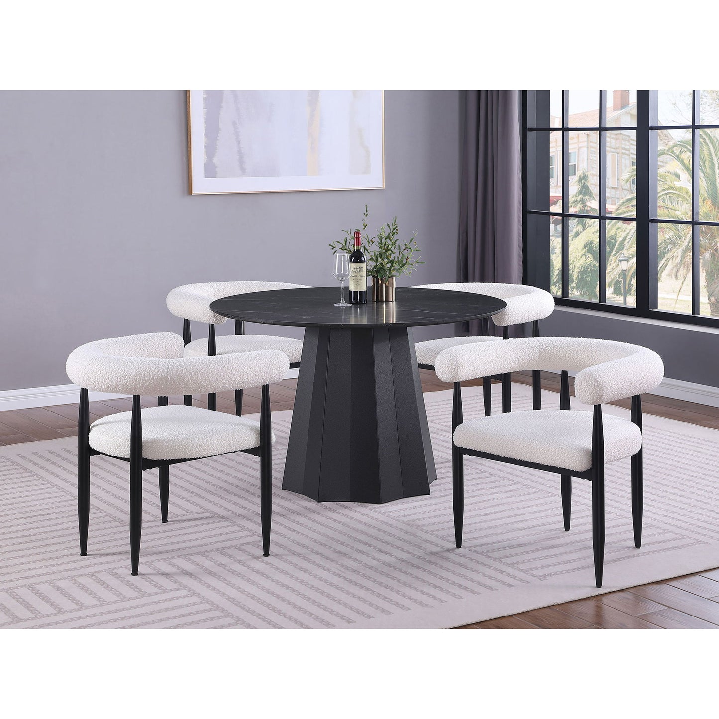 Notting - Upholstered Dining Arm Chair (Set of 2) In And Open C Shaped Backrest - Cream