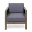 Outdoor Acacia Wood Club Chair With Wicker Accents
