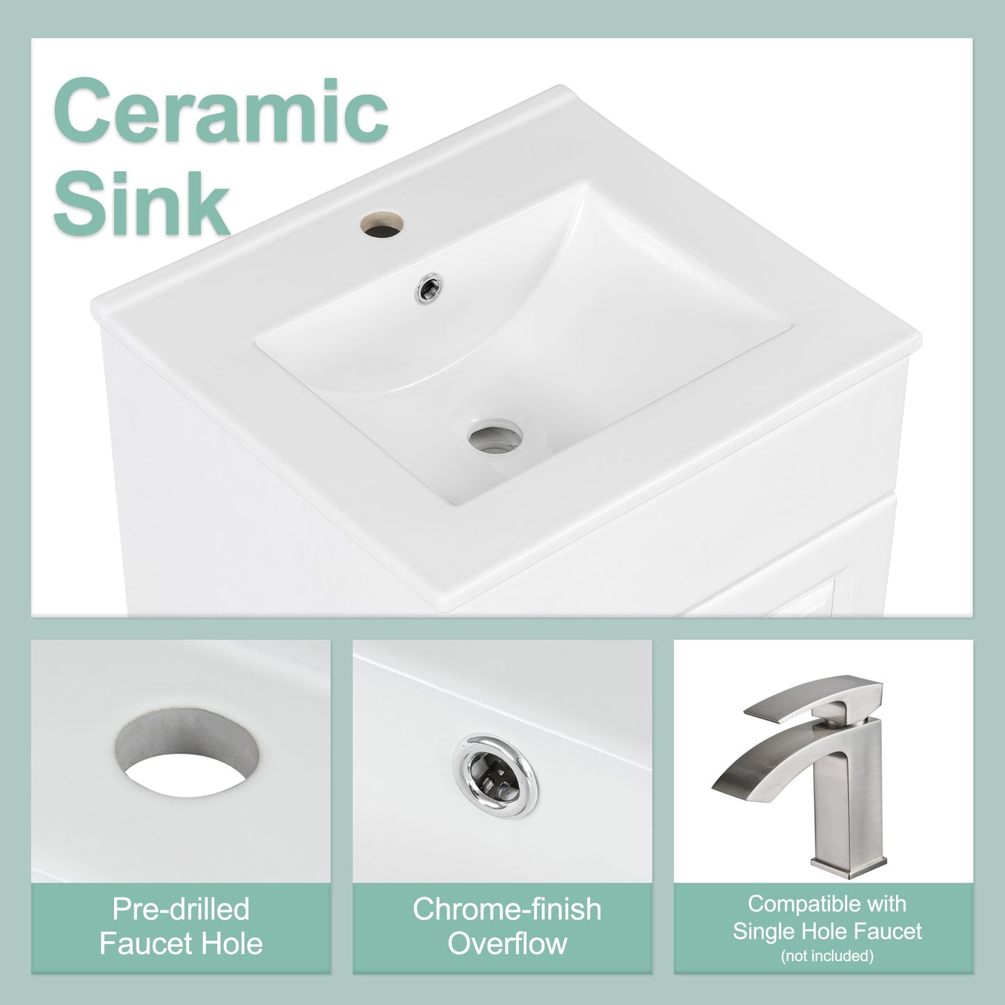 Bathroom Vanity With Sink, Cabinet With Adjustable Shelf