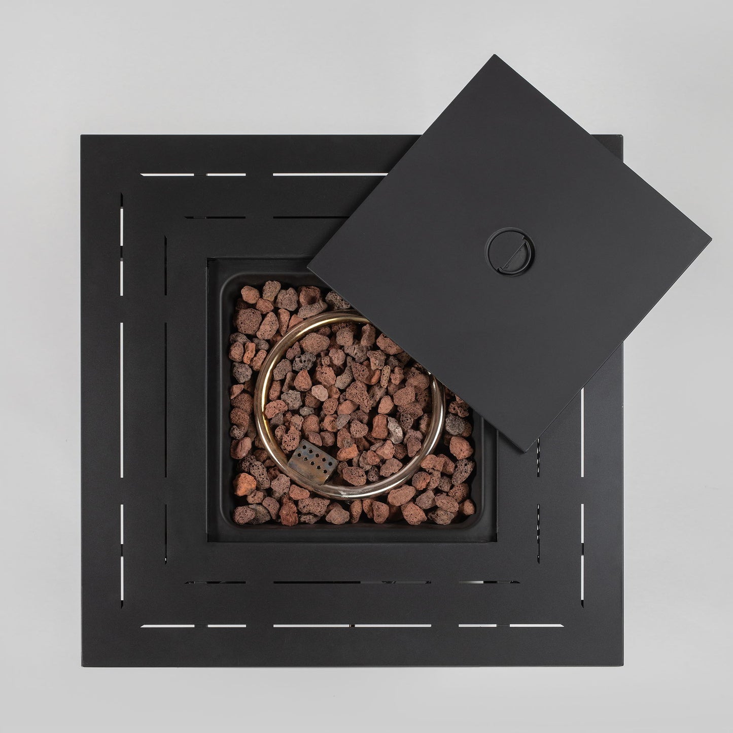 Square Fire Pit Table - Black Brown