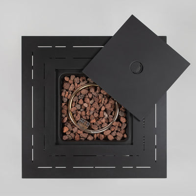 Square Fire Pit Table - Black Brown