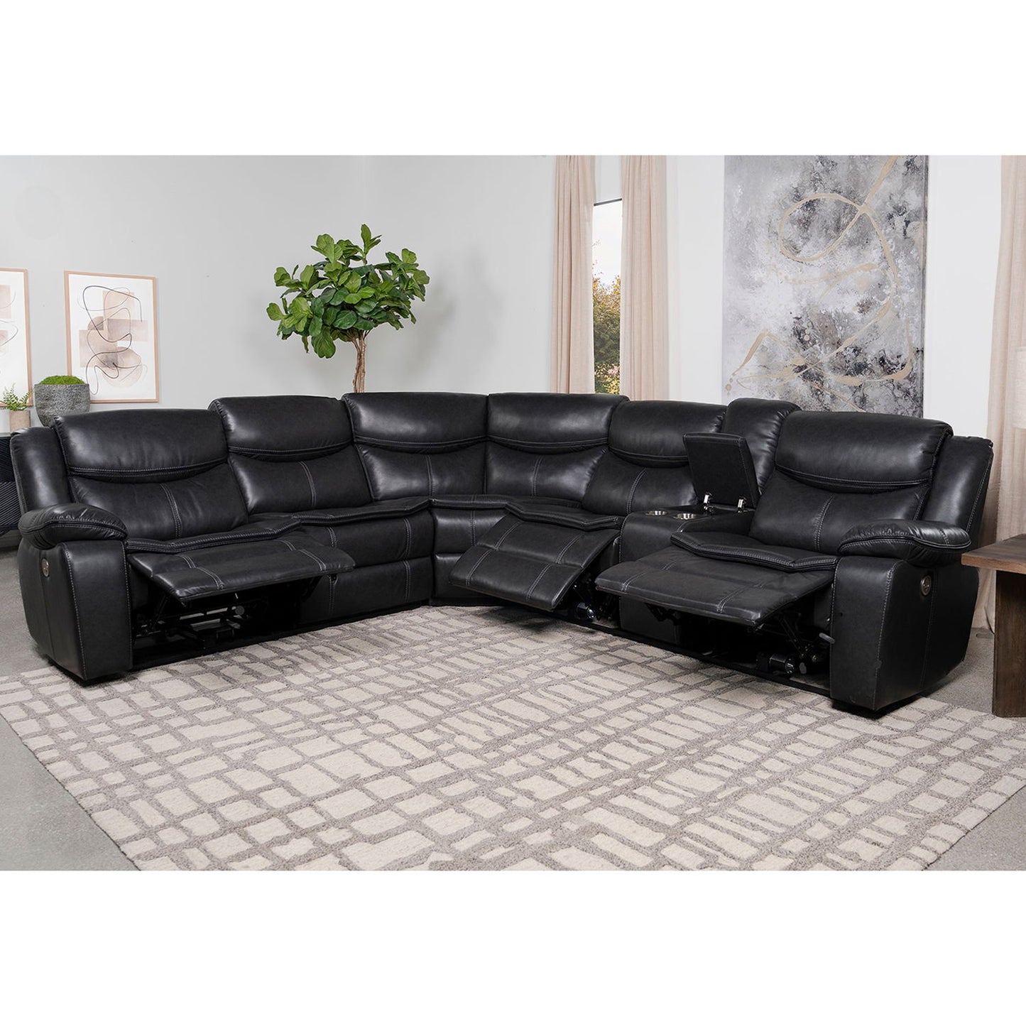 Salerno - Upholstered Power Reclining Sectional Sofa - Dark Gray