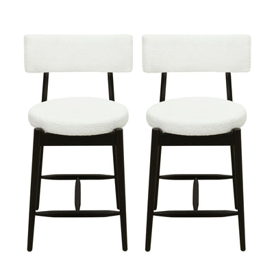 Mid Century Modern Counter Stools, Fabric Upholstered Chairs