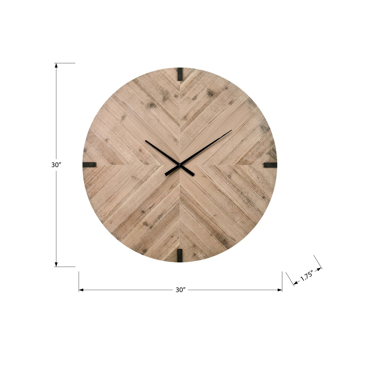 Wall Clock, Round, Large Oversized - Brown