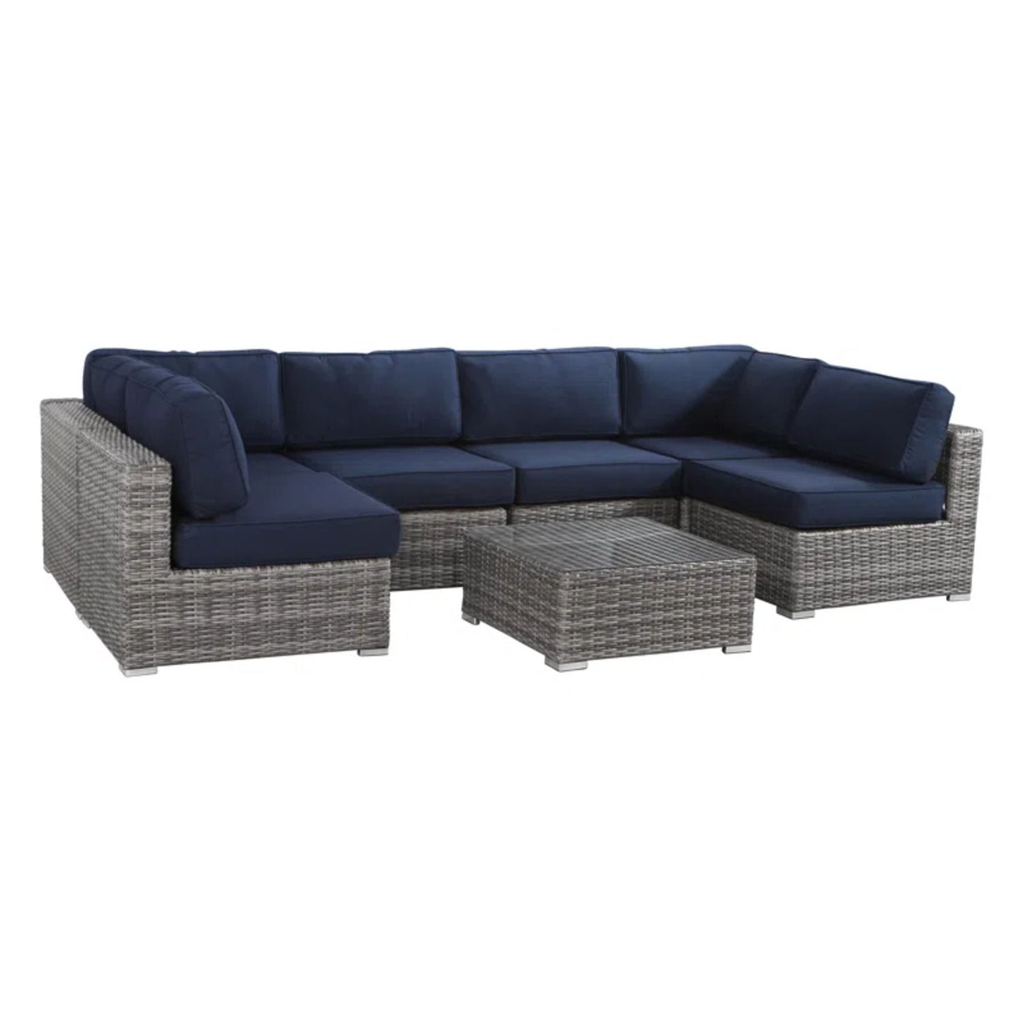 Seating Set With Cushions Handcrafted Wicker Design