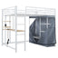 Loft Bed With Desk, Shelves, Power Outlet, LED Light And Wardrobe