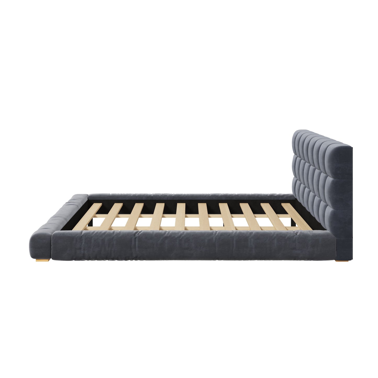 Upholstered Platform Bed Frame With Tufted Headboard