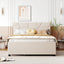 Upholstered Platform Bed With Brick Pattern Headboard And Twin Long Size Trundle