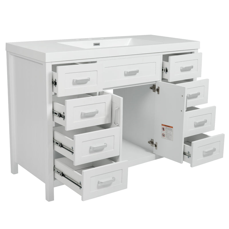 Bathroom Vanity With Sink, 2 Doors 8 Drawers, Soft Close System, Classic Design