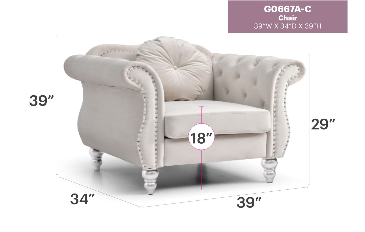 Chic Transitional Flared Arm Chair