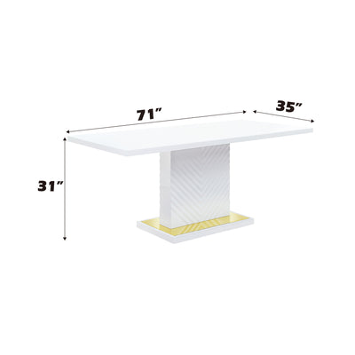 Gaines - High Gloss Dining Table With Pedestal Base