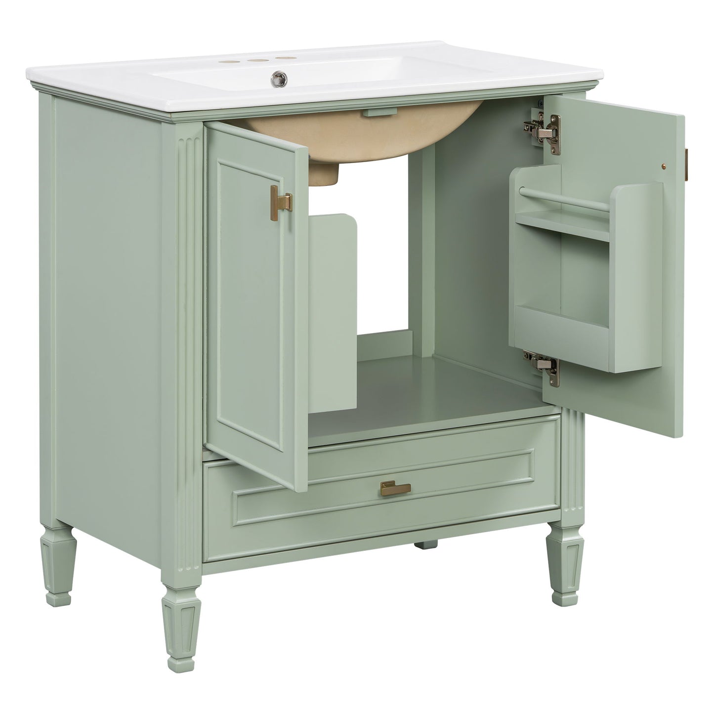 Freestanding Vanity With 1 Drawer & 2 Soft Close Doors With Door Mounted Storage