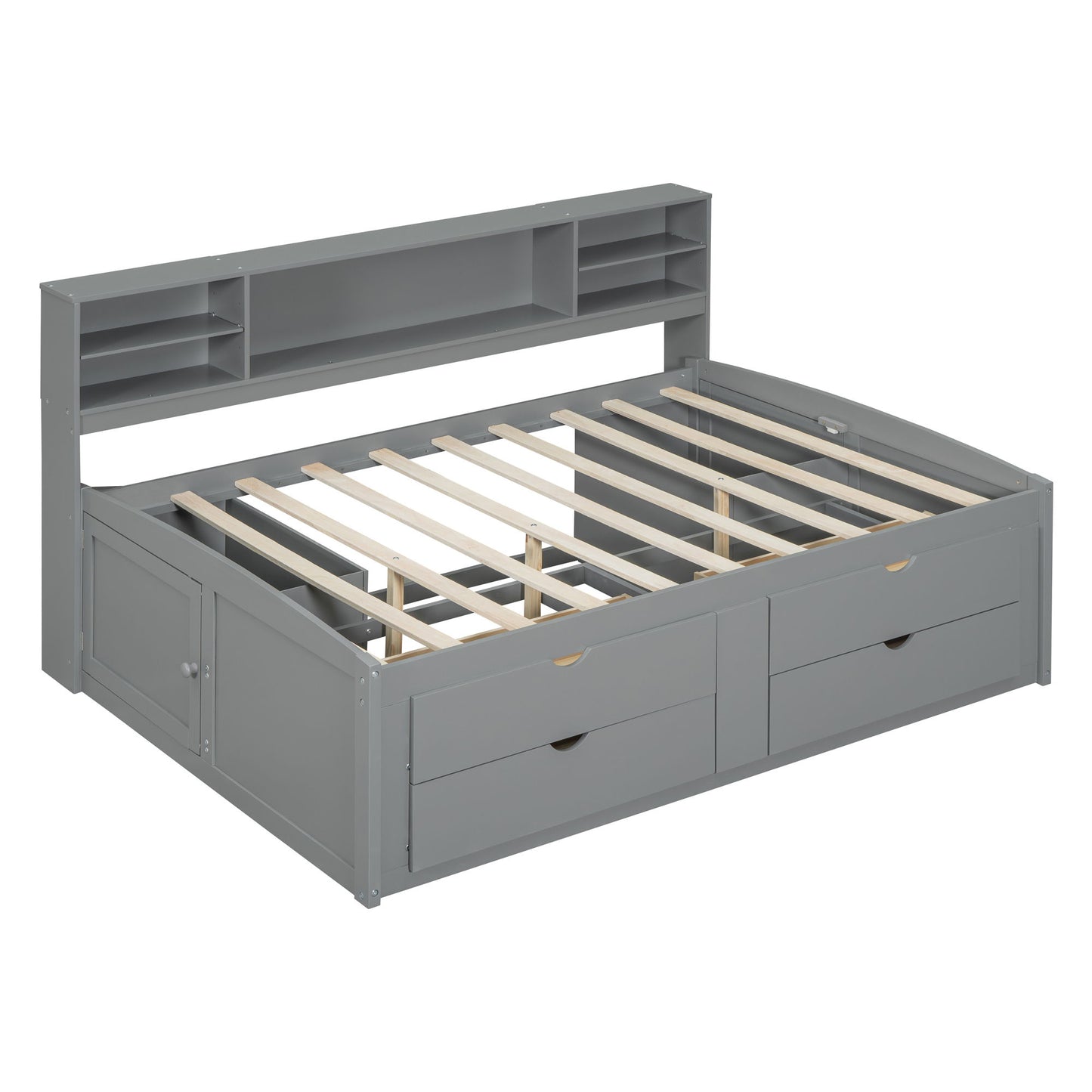 Daybed With 2 Bedside Cabinets, Upper Shelves And 4 Drawers