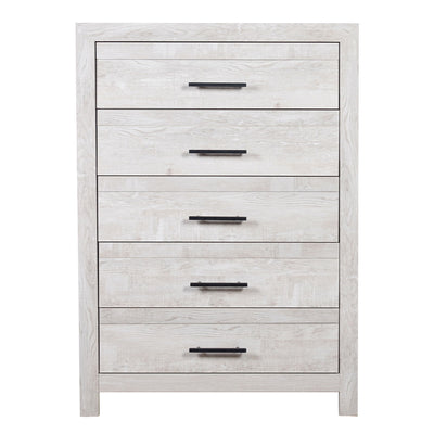 Modern Style 5 Drawer Chest In Natural Rustic Wood With Clean Lines And Spacious Storage