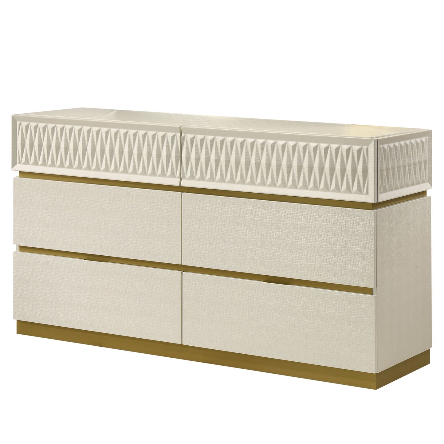 Stanley - 6 Drawer Dresser With Crocodile Texture (Mirror Not Included) - Gray
