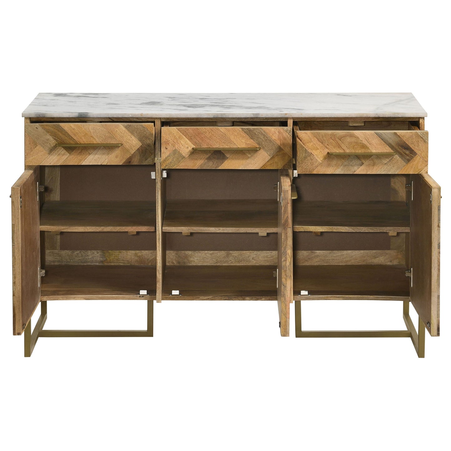 Paloma - 3 Door Herringbone Accent Cabinet - Natural