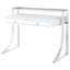 Serrano - 2 Drawer Writing Desk With Polished And Tempered Glass Hutch - Glossy White