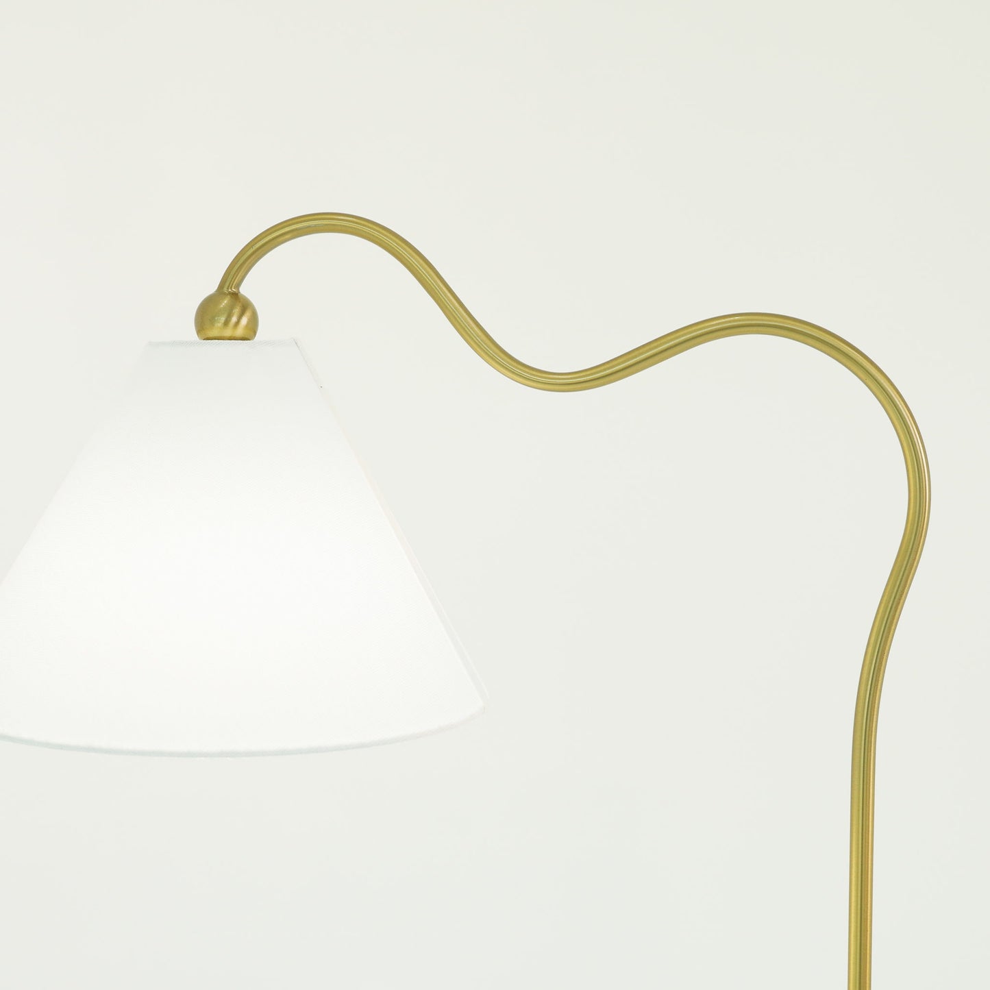 Majestic - Ring Base Curved Floor Lamp With Triangle Drum Shade - Gold / White