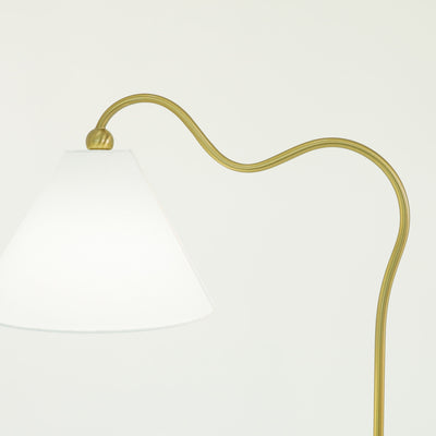 Majestic - Ring Base Curved Floor Lamp With Triangle Drum Shade - Gold / White