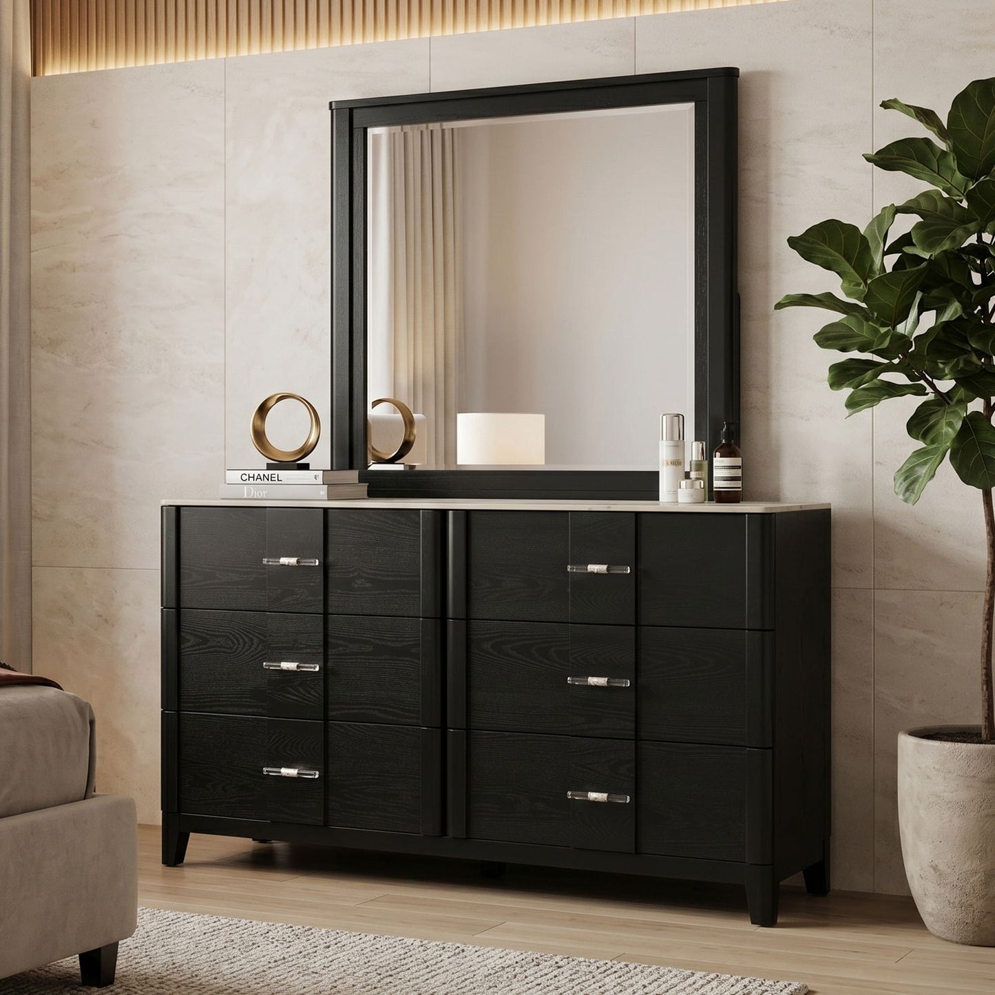 Opel - 6 Drawer Dresser - Black