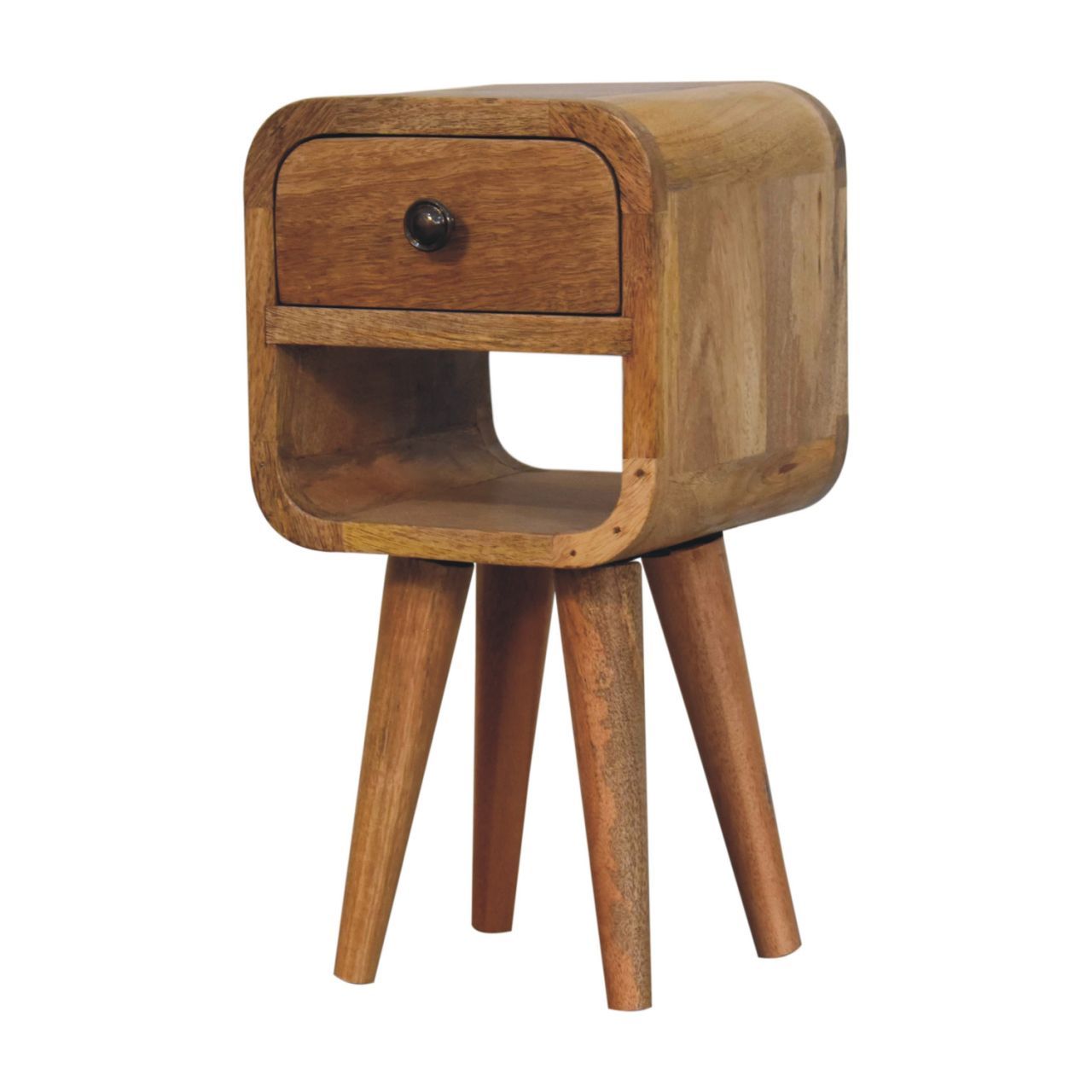 Mini California Curved Nightstand Wth Lower Slot