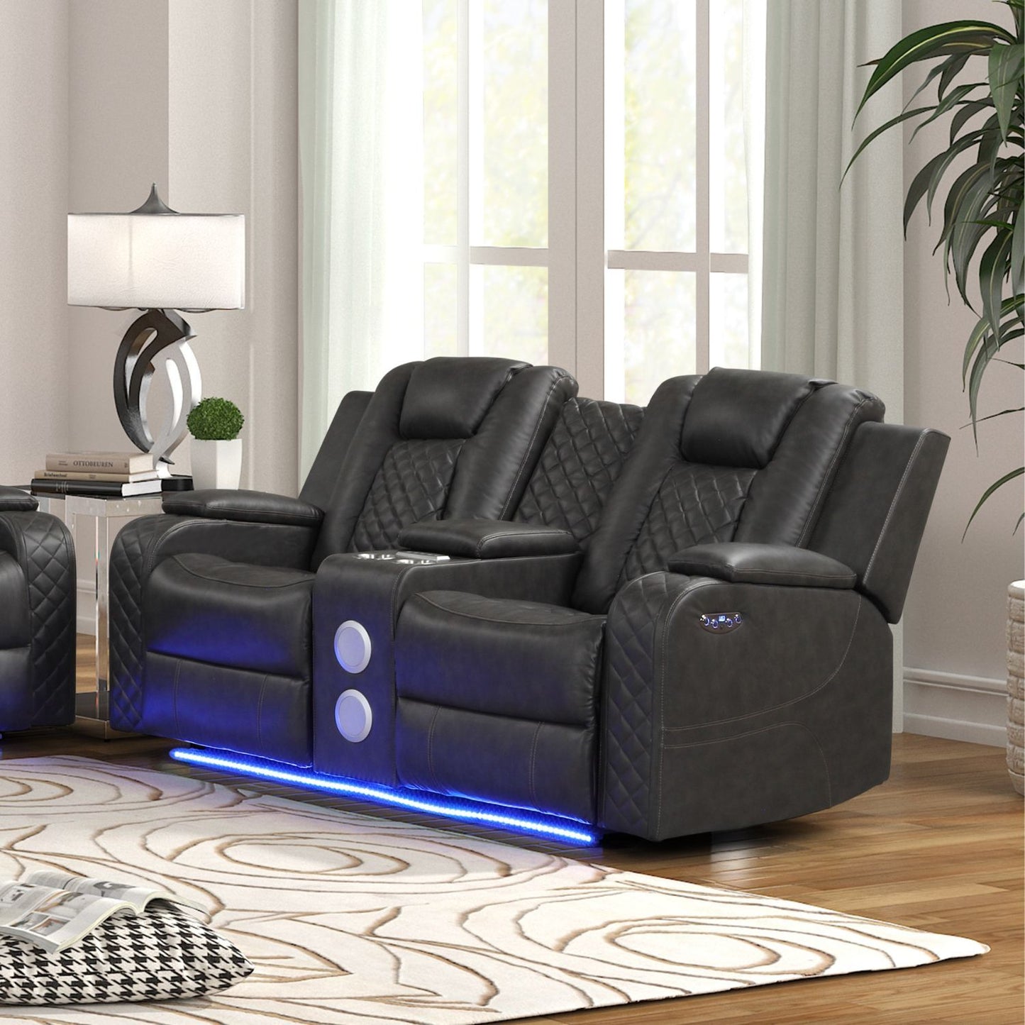 Benz - LED & Power Recliner With Adjustable Headrests And Ambient LED Lighting