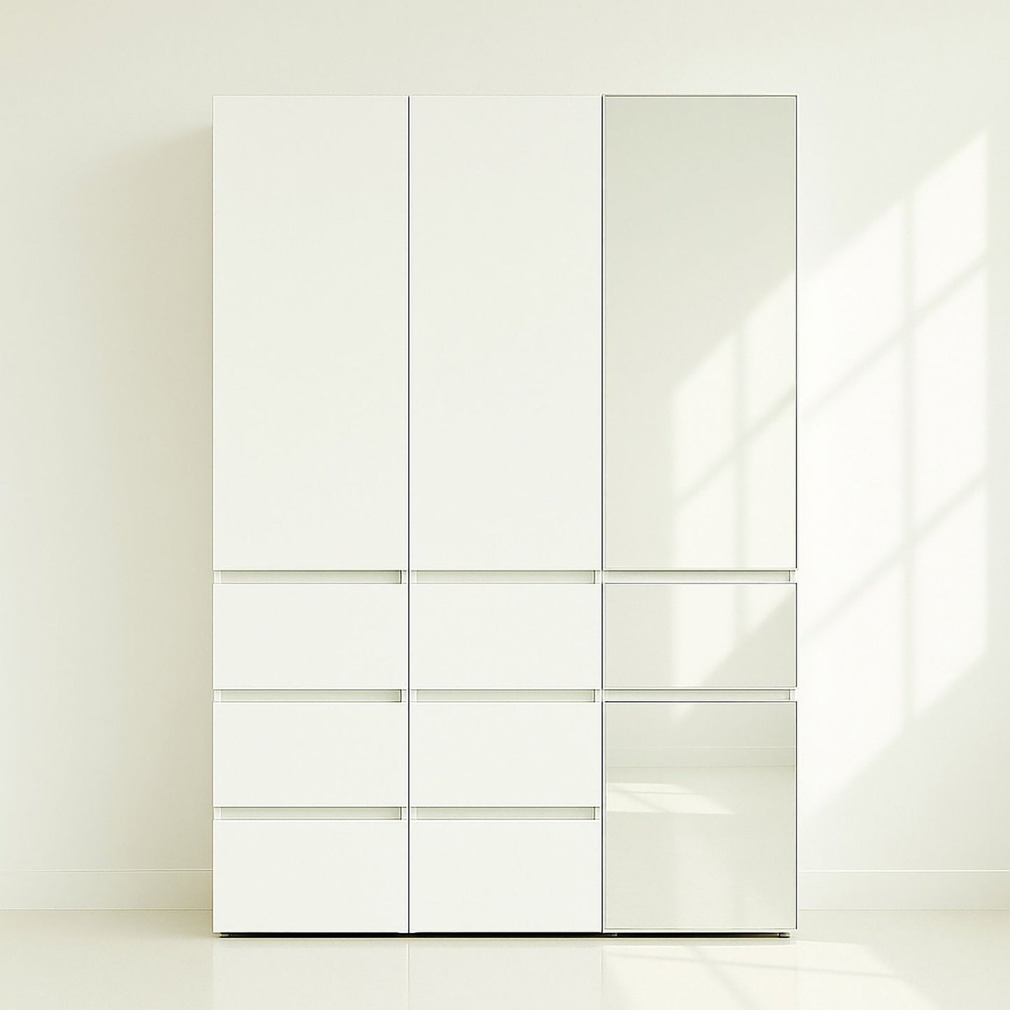 Elise - Slim Modular Closet Cabinet With Mirror - White