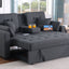 Cody II - Convertible Sleeper Loveseat With Cup Holder, Charging Ports and Pocket - Dark Gray